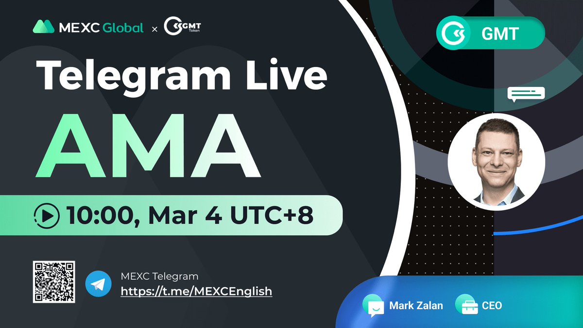 Join #MEXC AMA with #GMT at 10am on May 4th UTC in our Telegram group: t.me/MEXCEnglish

10ppl * $10 giveaway:
✅Follow @MEXC_Global &amp; @GMT_Token 
✅Like, RT &amp; Tag 3 frds
✅Sign up: bit.ly/3gzIm3J

More $GMT rewards for grabs at live #AMA!
