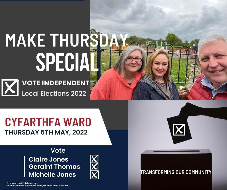 VoteCyfarthfa22's tweet photo. #VoteIndependent #Cyfarthfa #MerthyrTydfil 🗳 this Thursday May 5th @ClaireJ29528393 @gerthomas71 @michej1313 https://t.co/oGDzjB8bWt