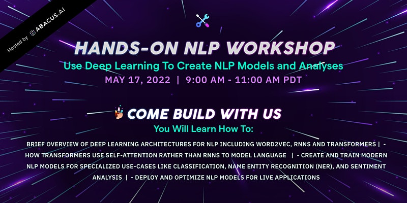 svpino's tweet photo. Free, hands-on deep learning workshop!

Interested in how to build NLP models? This is for you.

A live, 2-hour session on May 17, covering:

• Deep learning architectures
• Transformers and self-attention

Get a certificate at the end.

Register here: https://t.co/vbchi2ILdt https://t.co/VTptlIEAfL
