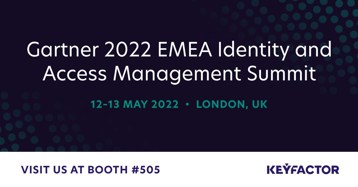 Keyfactor's tweet photo. The Gartner 2022 EMEA Identity and Access Management Summit is next week (12 - 13 May) in London. Visit us at booth #505 to discuss the latest in IAM!
Learn more & register:
https://t.co/ew0dr0F0kU
#IAMStrategy #AccessManagementSummit #IAM #GartnerIAM https://t.co/BAMIL8QQhc