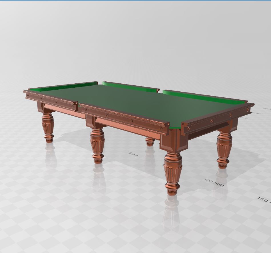 My 3D model of the Billiard Table I designed for #tinydesignchallenge. Sculpted it in 3D builder and ended up only 3D printing the column legs to challenge myself by making the rest out of wood. Congrats <a href="/ClearlyOptional/">Dom Kane</a> and Sharon! Their room was gorgeous!