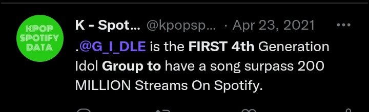 lesbihwasa's tweet photo. they don't "keep up" with other 4th gen they do better than them 🤷 also the way this is only 1% of the "gidle first 4th gen group to" https://t.co/fNJDYP6NDv