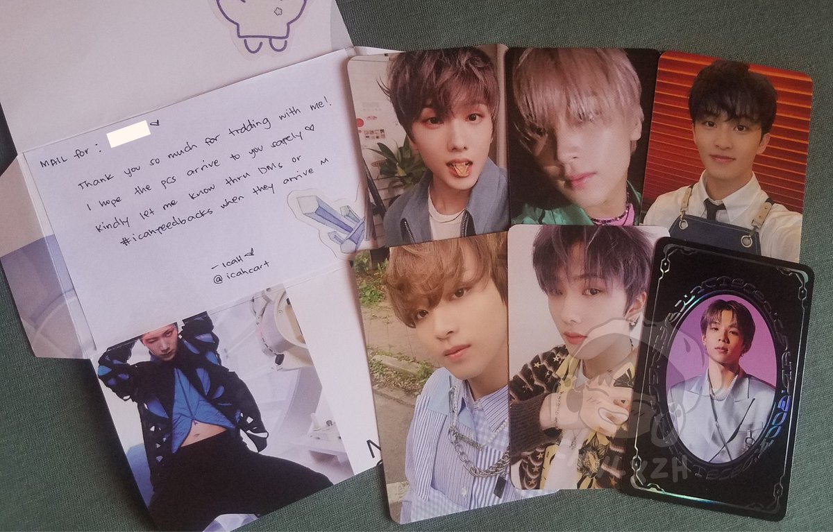 chnlxzh's tweet photo. [ #hapizaemails ] 

♡ → #icahfeedbacks

hi hi!!! thank you so much @icahcart  for trading with me 🥺💚 they arrived safe and sound earlier ^^ https://t.co/24i5ZtNu60
