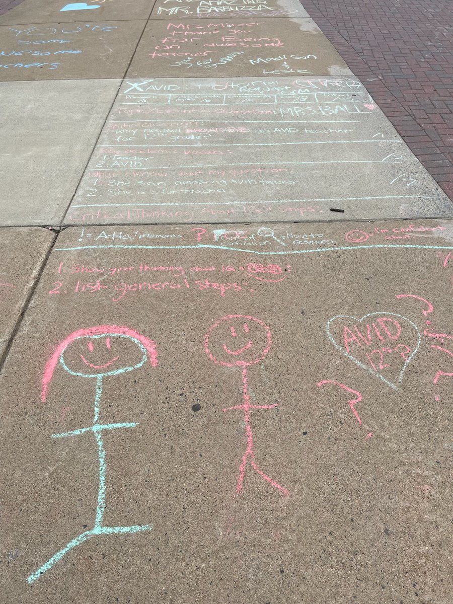 OsbournAVID's tweet photo. When it’s #TeacherAppreciationWeek and you give an #AVID11 student some sidewalk chalk ❤️❤️ #ThisIsAVID #TRF @youngme8 @mymcpsva @OneOsbourn @AVID4College @AVIDEasternDiv https://t.co/vlNMs9kri4