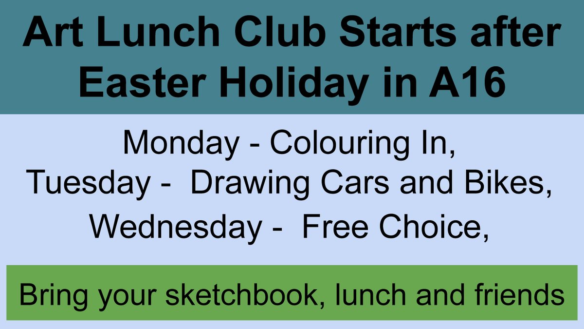 Our marvellous Art Dept are running a new Art Lunch Club. Open to all students, and staff!