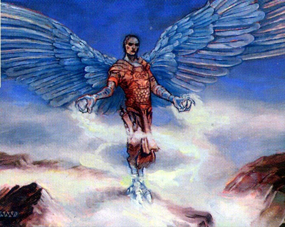 Ranaroth2's tweet image. Matthew Mitchell. Mistform Dreamer. Creature Illusion. From Magic The Gathering: Onslaught. Devotion, the second myth of reality: The faithful are most hurt by the objects of their faith. #MatthewMitchell #mistform #dreamer #creature #illusion #Onslaught #MagicTheGathering