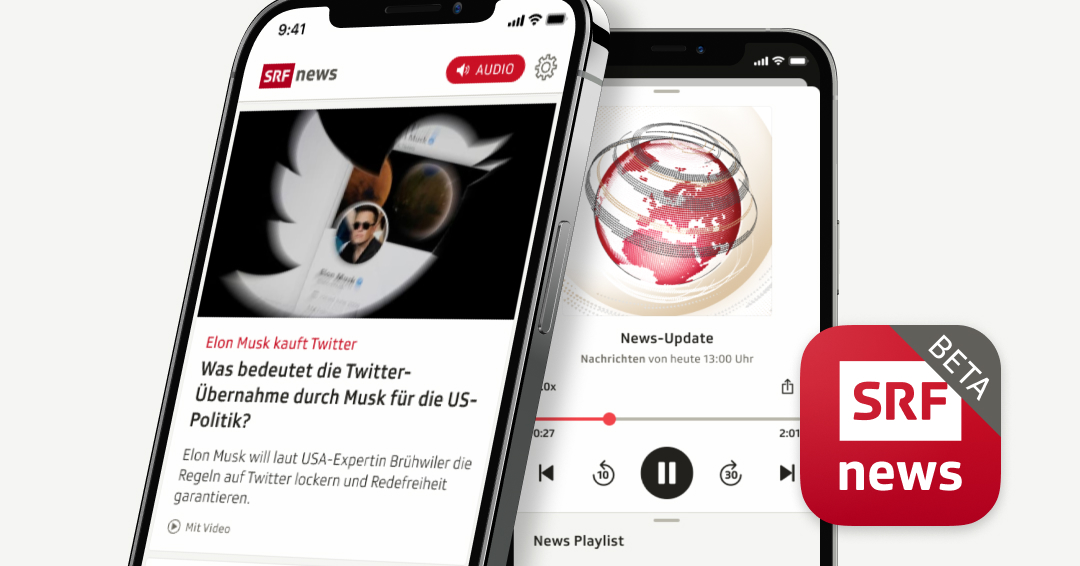 Bei <a href="/srfnews/">SRF News</a> entwicklen wir gerade unsere News App weiter. Inklusive einer kuratierten Audio-News-und-Hintergründe-Playlist. Wenn du helfen möchtest, kannst du dich hier für die Beta anmelden survey.alchemer.eu/s3/90421026/Be…