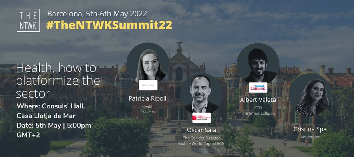 DianaBallart's tweet photo. Este jueves estaremos en @ntwk_platforms formando parte de la mesa redonda "Health, how to platformise de sector" dónde @albert_valeta, CTO de #TheSmartLollipop 🍭, compartirá su opinión y visión de la compañía vinculada a la revolución del #HealthTech :  https://t.co/cDR91akTLD https://t.co/PotNQwOhzq