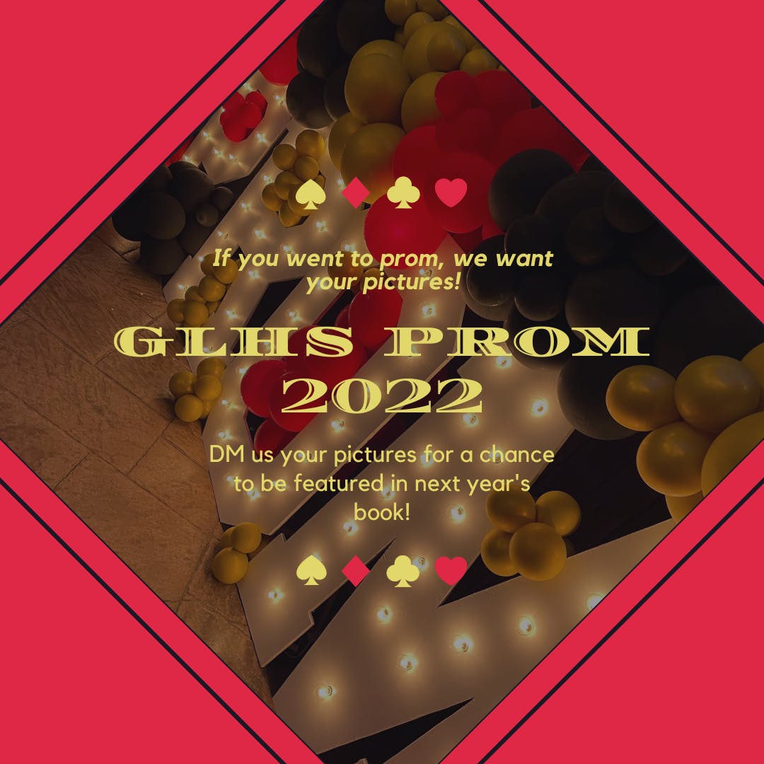 G_L_Yearbook's tweet photo. GLHS's first prom was a huge success and we want to feature you in next year's book! So DM us your pictures from before and during prom ♠️ ♦️ ♣️ ♥️ https://t.co/mBxTz4TUzd