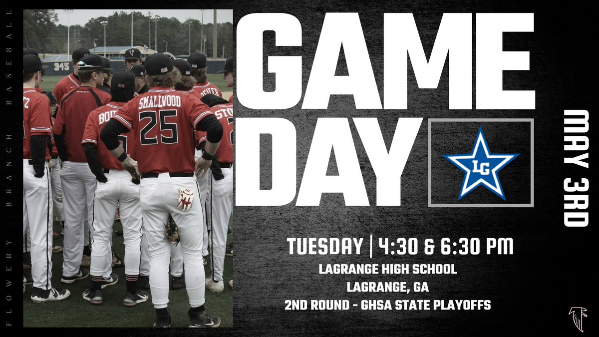 GAMEDAY.

🆚 LaGrange
⌚️ 4:30 &amp; 6:30 PM
🏟️ LaGrange High School
⚾️ 2nd Round - State Playoffs