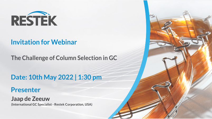 Toshvin's tweet photo. Invitation for Webinar on The Challenge of Column Selection in GC
Date: 10th May | Time: 1:30 PM IST
Register Now - https://t.co/UpM8r06iW7
#Toshvin #Restek #Webinar https://t.co/P7dnagPKYP