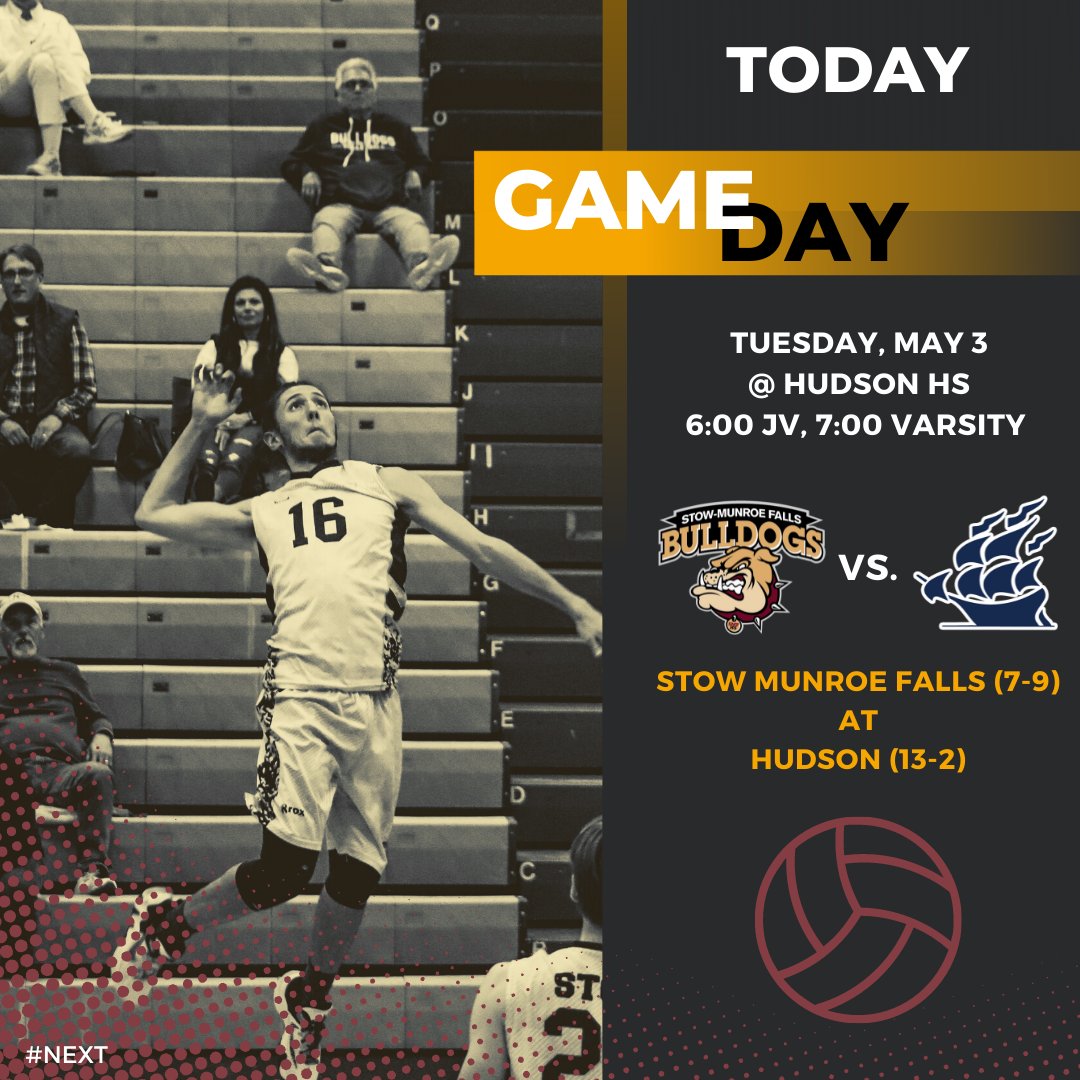 stow_mvb's tweet photo. 🏐🏐TONIGHT @ HUDSON🏐🏐
COME OUT AND SUPPORT YOUR #Bulldogs 

JV 6:00PM
Varsity 7:00PM

#BulldogStrong @smfsports https://t.co/0VrN8hND4R