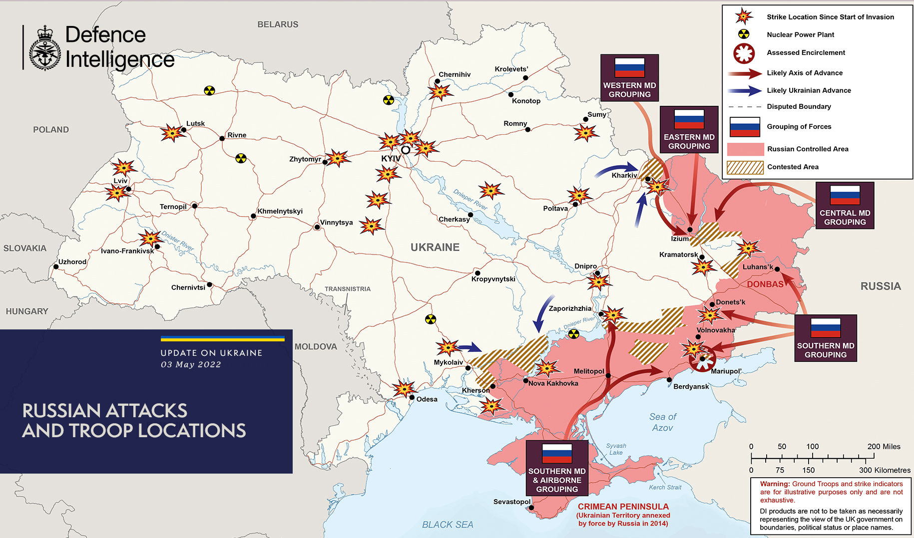 Russian attacks and troop locations map 03/05/22