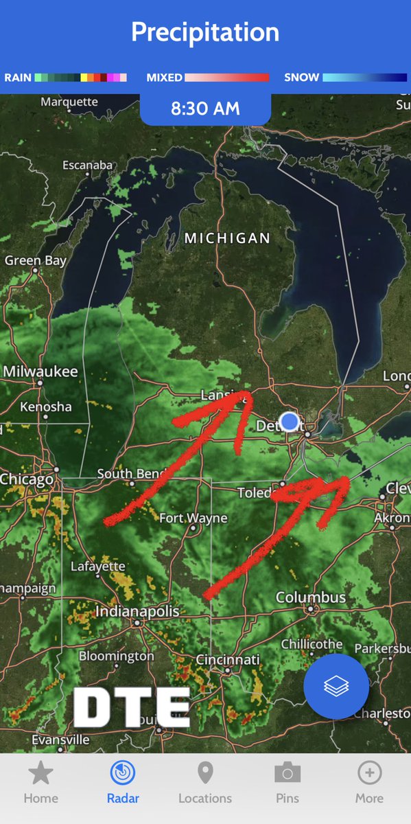 Keep an eye on the ⁦@Local4Casters⁩ app’s real-time radar today, as there’s a marginal risk for excessive rainfall generally south of I-94. ⁦<a href="/Local4News/">Local 4 WDIV Detroit</a>⁩
