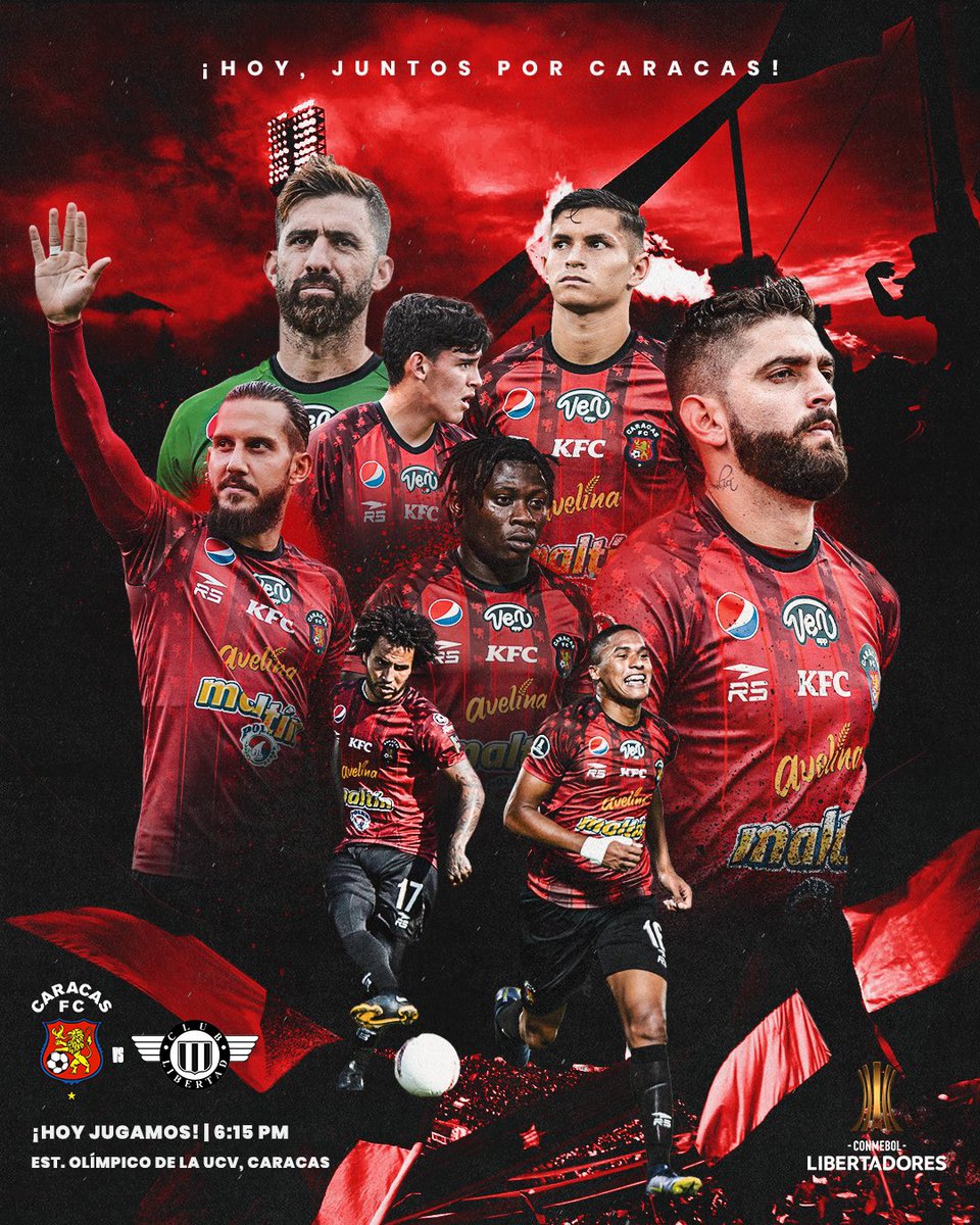 Caracas_FC's tweet image. ¡𝐇𝐎𝐘 𝐉𝐔𝐄𝐆𝐀 𝐄𝐋 𝐑𝐎𝐉𝐎. 𝐓𝐎𝐃𝐎𝐒 𝐀𝐋 𝐎𝐋𝐈́𝐌𝐏𝐈𝐂𝐎!

🆚 @Libertad_Guma 
⏰ 18:15 hrs (VEN/PAR)
🏟 Estadio Olímpico de la UCV, Caracas 
🏆 @Libertadores - Fecha 4 - Grupo B 
📻 @hot94fm 
📺 ESPN 2 

#JuntosPorCaracas #DaleRo