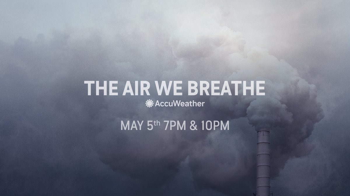 accuweather's tweet photo. An AccuWeather TV network special airing this Thursday will examine air quality and feature insights from @LauraKateBender and @billingspg of the American @LungAssociation, along with Dave Rowson of the @EPA: https://t.co/04q1nxRwXg #AirQualityWeek https://t.co/6OtvYyBnOV