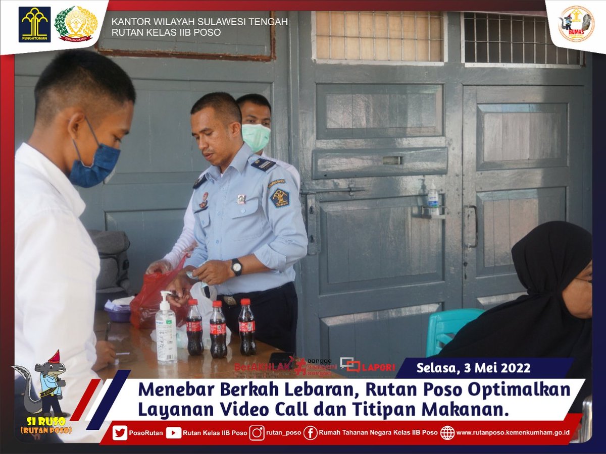 kemenkumsulteng's tweet photo. Kanwil Kemenkumham Sulteng: Rutan Poso Optimalkan Layanan Video Call dan Titipan Makanan untuk Menebar Berkah Lebaran Bagi Warga Binaan Bersama Keluarganya.

@DITJEN_PAS @Kemenkumham_RI 
#KemenkumhamSulteng
#KumhamPasti
#KemenkumhamPastiProduktif
#BerAKHLAK
#banggamelayanibangsa https://t.co/psz743v3ow