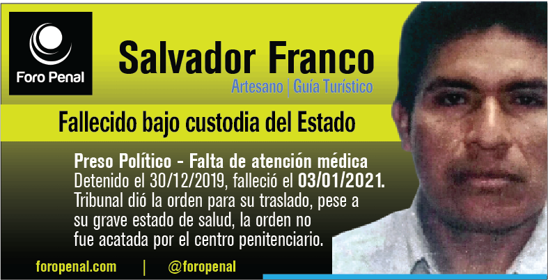 ForoPenal's tweet photo. #3My Hoy recordamos la muerte, bajo custodia del estado, del preso político 𝗦𝗮𝗹𝘃𝗮𝗱𝗼𝗿 𝗙𝗿𝗮𝗻𝗰𝗼, ocurrida el 03/01/2021.
No lo olvidemos #QueSeHagaJusticia
Venezuela
Más info de su caso en: https://t.co/zmQpdiyh7o https://t.co/fBQCEUsTQ8