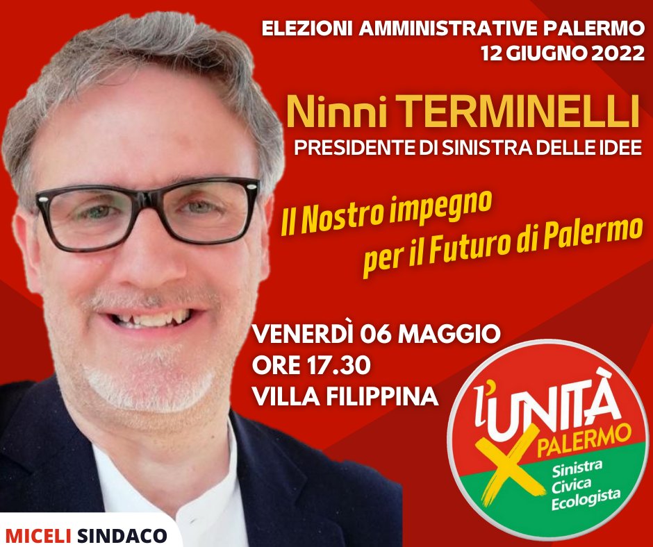 IdeeDelle's tweet photo. Venerdì 6 maggio alle 17.30 vi aspettiamo a Villa Filippina per costruire insieme il futuro di Palermo! 
#votateciperchè #Sinistracivicaecologista #Palermo #elezioni https://t.co/U6bDfA1u4B