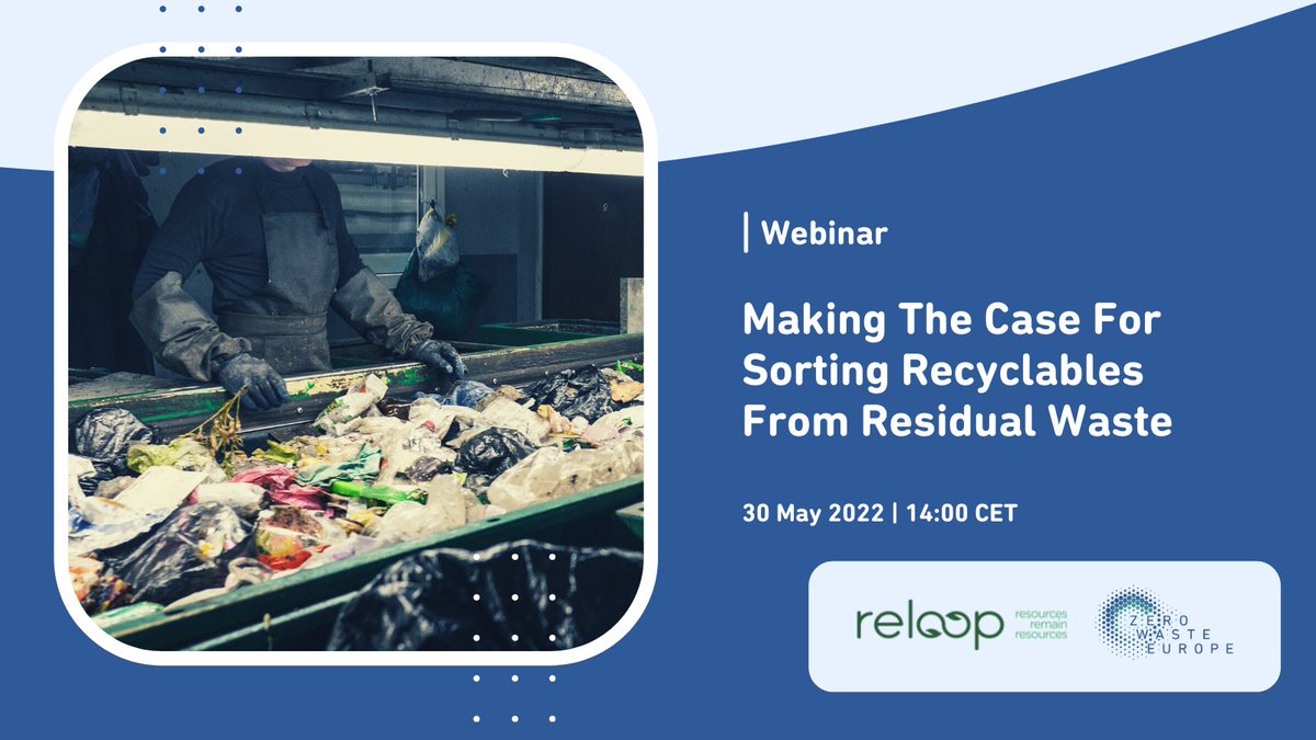 zerowasteeurope's tweet photo. Join us on 30 May for our webinar on #MRBT hosted with @reloop_platform, where key experts and EU actors will discuss the issue of sorting recyclables from residual #waste ♻️
Register here: https://t.co/oNB9BwuE2k https://t.co/8yGWcqc3JK
