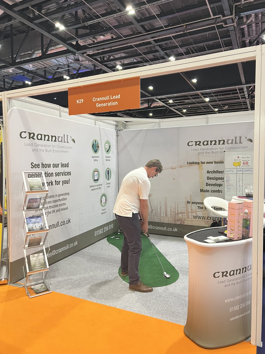 CrannullLtd's tweet photo. Crannull are exhibiting at UK Construction week this week at the London Excel. If you are attending this event, please pop over for a chat or maybe the chance to win a bottle of bubbles in our putt in 60 seconds game. https://t.co/nAk0BOcqNL