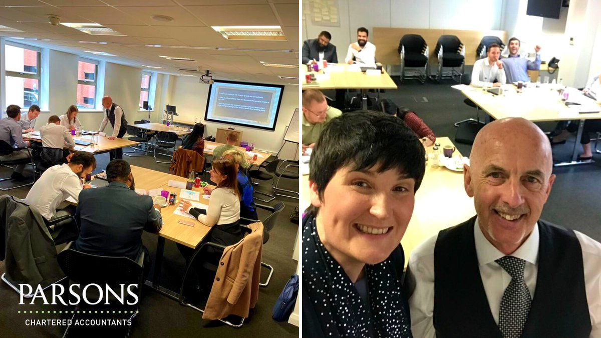 ParsonsAcc's tweet photo. Today is #TrainingDay for some of the Parsons team with trainer David Warley of @pareto_law

We're being loaded with useful tips on how to have productive meetings and deliver a top class presentation. Many thanks to @ClarionLaw for hosting us in their beautiful Leeds venue! https://t.co/oxyKOHQrX4