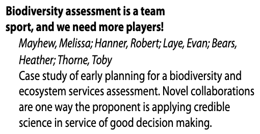 Excited that <a href="/TheTorontoZoo/">The Toronto Zoo</a>'s bat program gets a mention this Thursday when Melissa Mayhew from <a href="/NWMOCanada/">NWMOCanada</a> is presenting to the International Association of Impact Assessment #iaia22. "Biodiversity assessment is a team sport", and I appreciate this novel collaboration.
