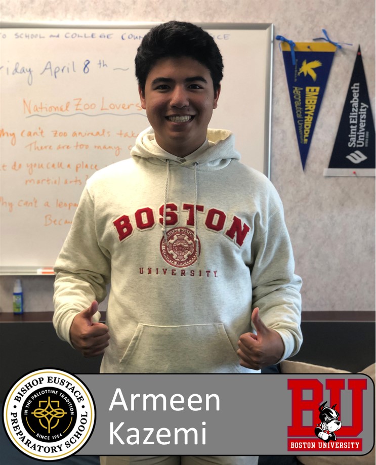 BEPCounseling's tweet photo. Beantown, here he comes! He can't wait to start his next journey as a Terrier, and we're so excited for him! CONGRATULATIONS to Armeen Kazemi, who will be attending Boston University next year!!! 
@BishopEustace https://t.co/plt5eqXjE2