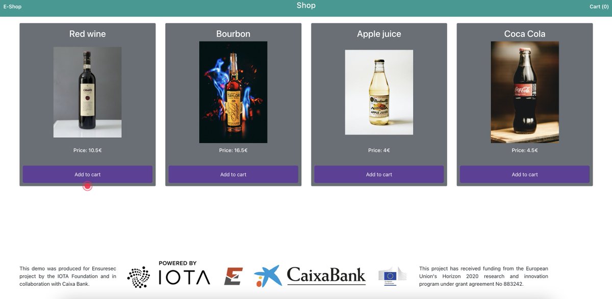Leveraging the power of #Web3 to increase the security of #ecommerce 🔥

Try out our shop demo - a collaboration w/ <a href="/ensuresec_eu/">ENSURESEC</a> <a href="/caixabank/">CaixaBank</a> - that allows age verification without personal data sharing. Built on #IOTA Identity and Integration Services.

👉eshop-poc.solutions.iota.org