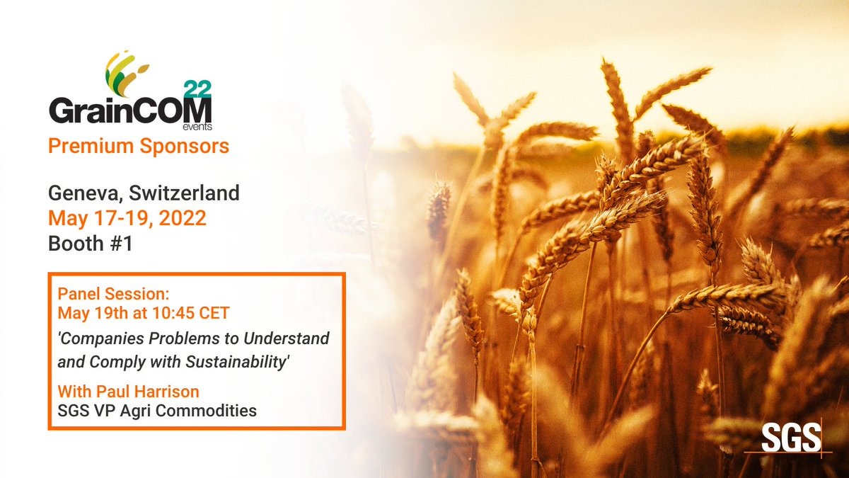 SGS_SA's tweet photo. We’re proud to be Premium Sponsors of this year’s @GrainCOM_Events. Use code GCE22SGS for a 10% discount and meet us there 👉 https://t.co/lgbOooH5vJ

#GrainCom #AgriBusiness #NaturalResources https://t.co/aEqujvielw