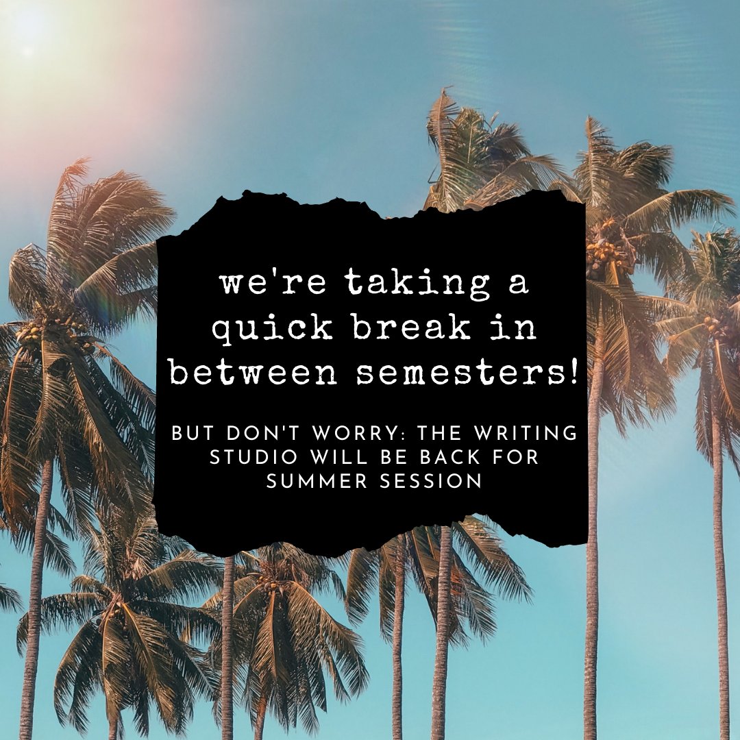 WritingReynolds's tweet photo. Well, that's it for spring semester! We're taking a quick break in between semesters, but we'll be back for your summer writing needs here at Reynolds #reynoldscommunitycollege #reynoldswritingstudio #createconsultcompose https://t.co/dM977v3j9e