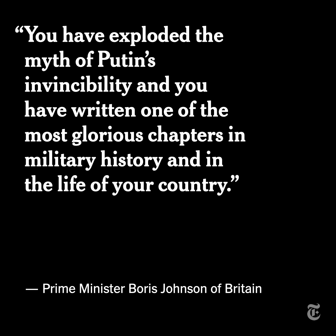 The resistance to Russia’s invasion will rank as “Ukraine’s finest hour,” Prime Minister Boris Johnson of Britain said, invoking Winston Churchill, in the first address by a foreign leader to the Ukrainian Parliament since the war began. nyti.ms/3kxxZ2v
