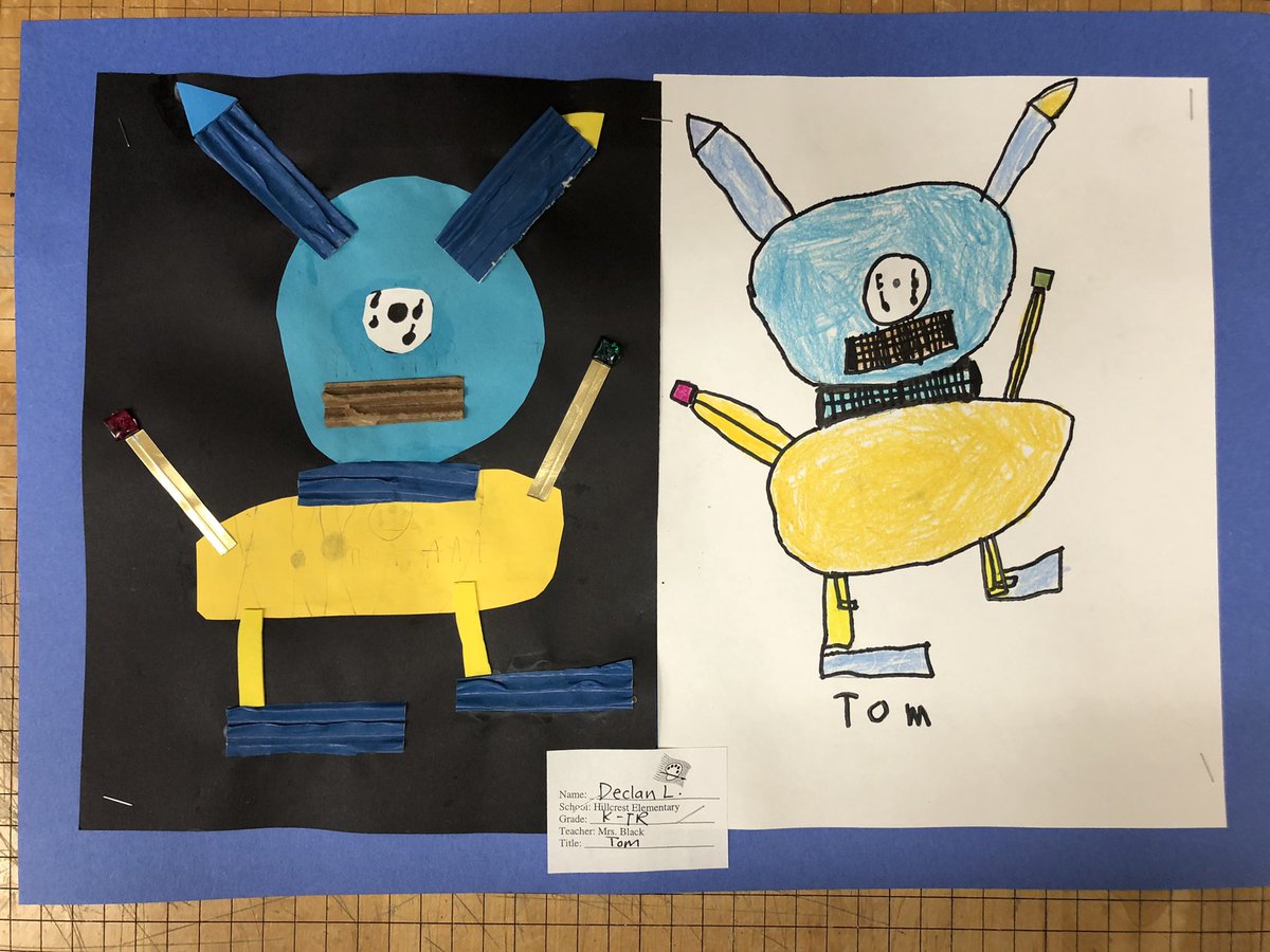 After reading ‘I Want a Monster’ and exploring textures, kindergartners used a variety of materials to create their own texture monsters. Then they used their observational skills to draw and color their monster. <a href="/Hillcrest_BCPS/">Hillcrest Elementary</a> <a href="/HillcrestPTA/">Hillcrest ES PTA</a> <a href="/RTwentey/">Ryan Twentey</a> <a href="/sfisherBCPS/">Sherri Fisher</a>