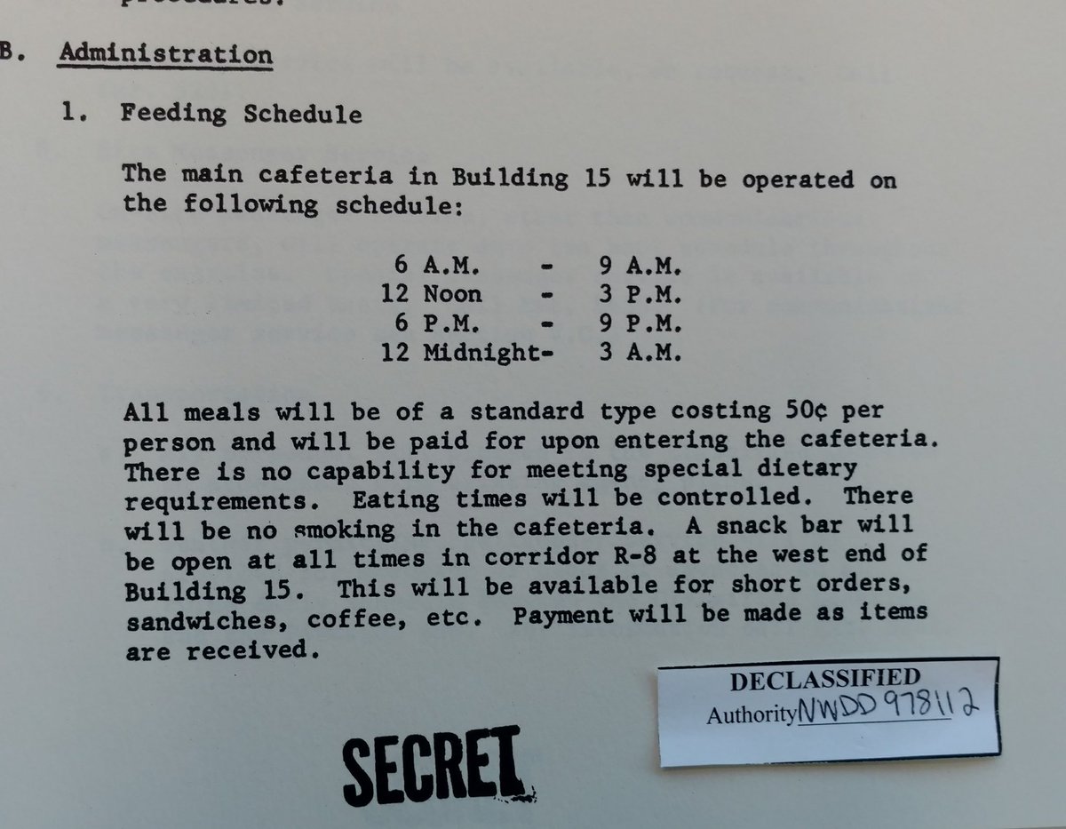 CONELRAD6401240's tweet photo. During Operation Alert 1960, the cafeteria hours at #MountWeather were very generous. https://t.co/7PMt84aEaK