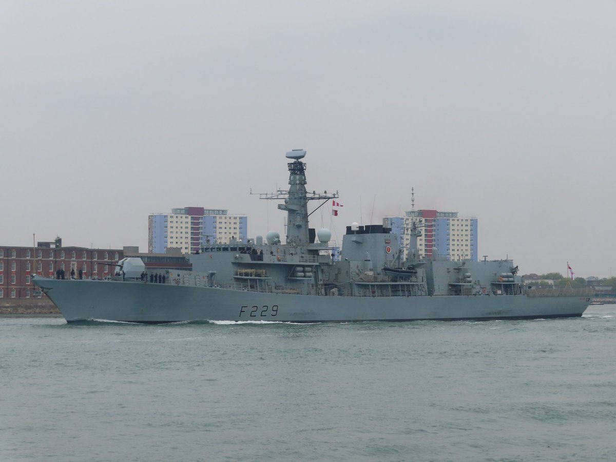 WarshipCam's tweet photo. HMS Lancaster (F229) Duke-class frigate leaving Portsmouth, England - May 3, 2022 #hmslancaster #f229
* photo courtesy of @georgeemmett8 https://t.co/DPdn2BsbBh