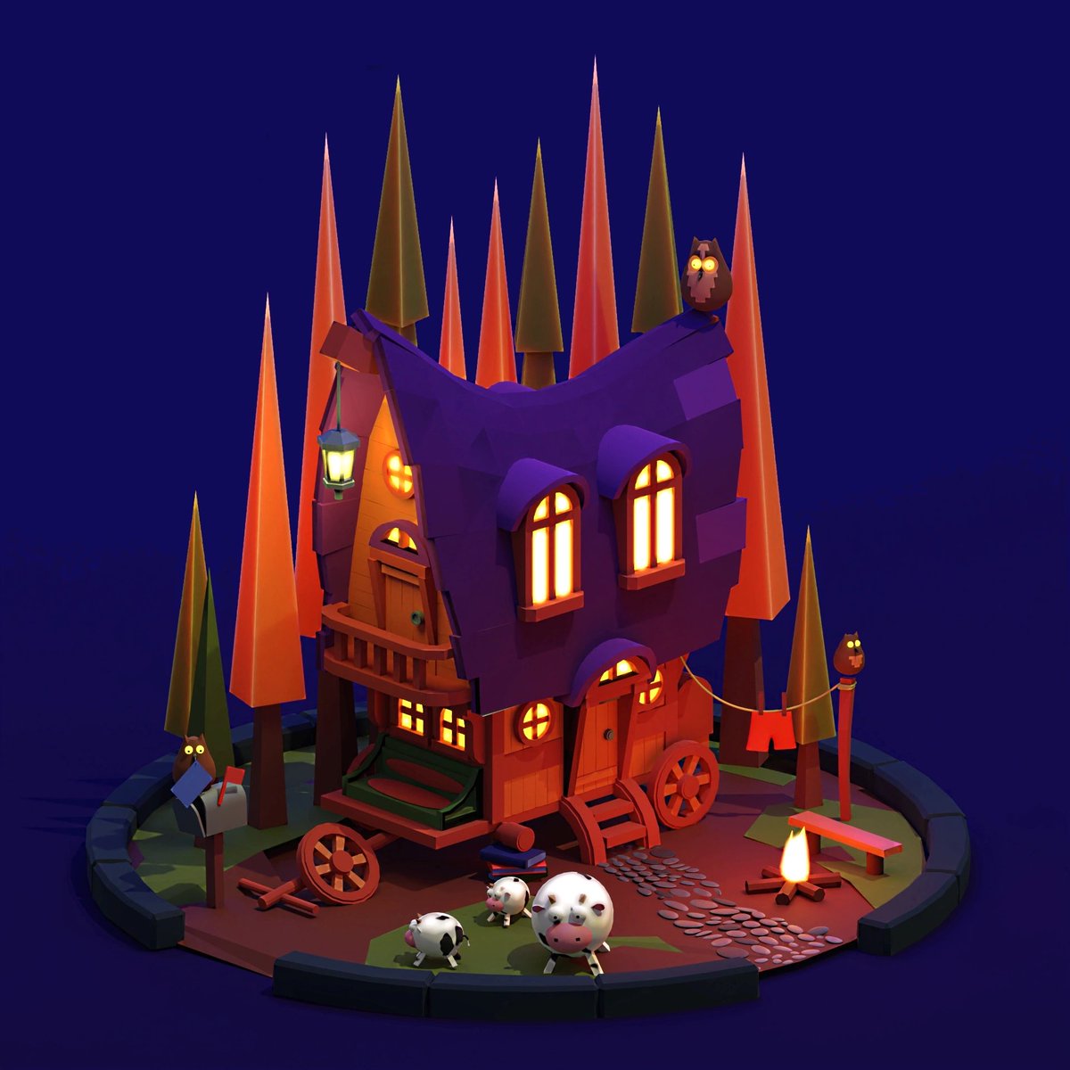SiberianVP's tweet photo. Added some little details) 

#Blender3d #lowpoly #3dmodeling #3dart #art #blender #wagoon #render #cyclesengine https://t.co/NkyqDhqWFt