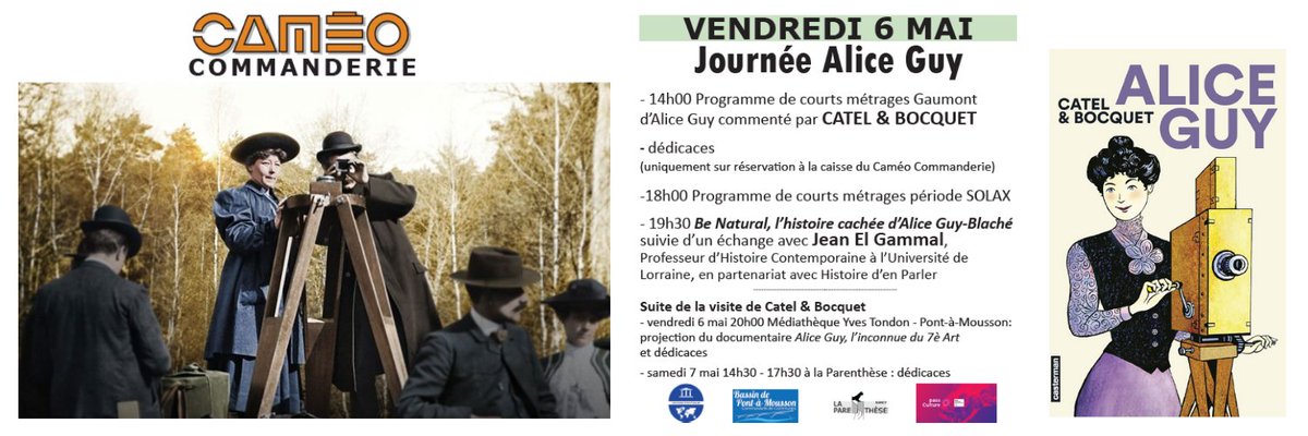 CatelBd's tweet photo. Ce vendredi 6 mai, on se retrouve à Nancy pour une journée spéciale Alice Guy à @CameoNancy
#aliceguy #bd #nancy #catelbd #culture #cinema #dedicace #culture https://t.co/OK9BB8yIUz
