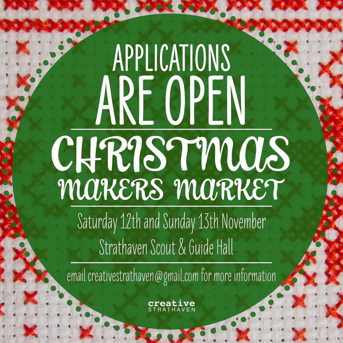CreativeStrath1's tweet image. Applications are OPEN for this year’s Christmas Makers Market 🙌 Click on the link below for more info:

docs.google.com/forms/d/1B511r…