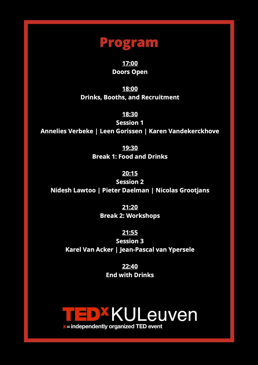 Check out our final line up ! 

Last 2 days to get you regular tickets (4 May at 23:59) ! 

As from Thursday (5 May) only Late Birds tickets will be available:
- Students 25€
- Young Adults 40€
- Adults 45€

Tickets here: 
eventbrite.be/e/291159073627