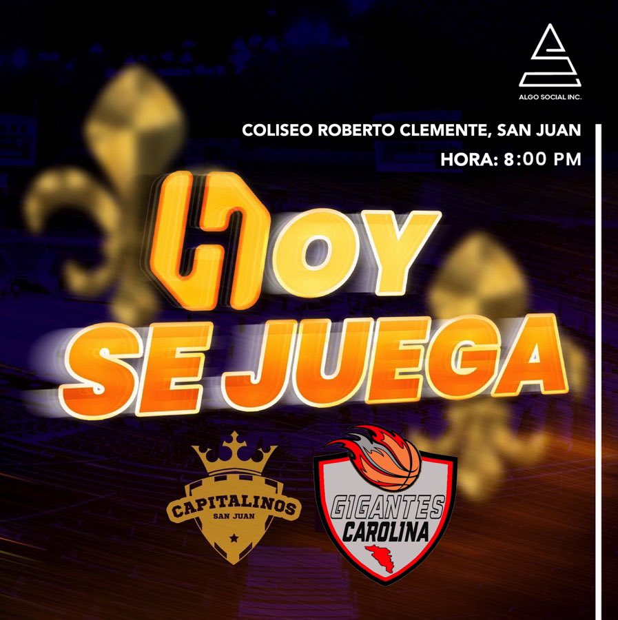 ¡𝗛𝗼𝘆 𝘁𝗼𝗱𝗼𝘀 𝗽𝗮’𝗹 𝗖𝗹𝗲𝗺𝗲𝗻𝘁𝗲! ⚜️🏀 #𝗣𝗹𝗮𝘆𝗼𝗳𝗳𝘀𝗠𝗼𝗱𝗲

Recibimos la visita de los Gigantes de Carolina LBP para el primer partido de la serie (3-2). 🏀🔥

#TeamCapitalinos⚜️
#ThreePeat🏆
<a href="/SJCiudadCapital/">San Juan, Ciudad Capital</a>