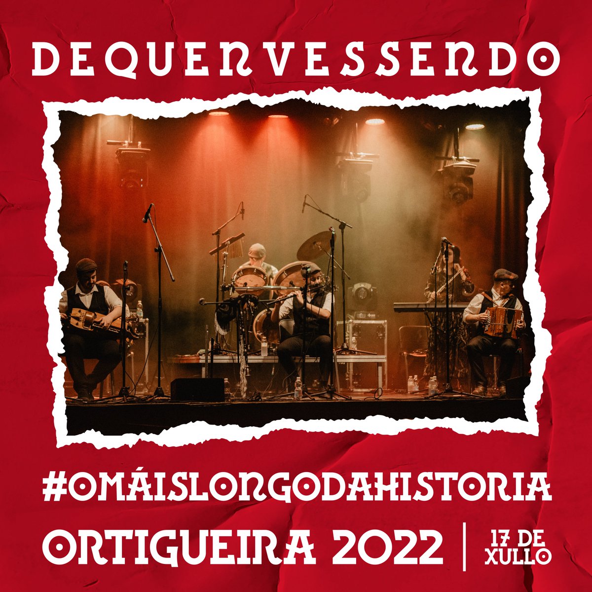 🔥 DEQUENVESSENDO 🔥

Os gañadores do #Runas2019 estarán de volta en Ortigueira o domingo 17 de xullo! As raíces do folk celta atlántico estarán presentes en #OMáisLongoDaHistoria con <a href="/Dequenvessendo_/">Dequenvessendo</a>!

🗓️ Agardámoste do 10 ao 17 de xullo en Ortigueira!