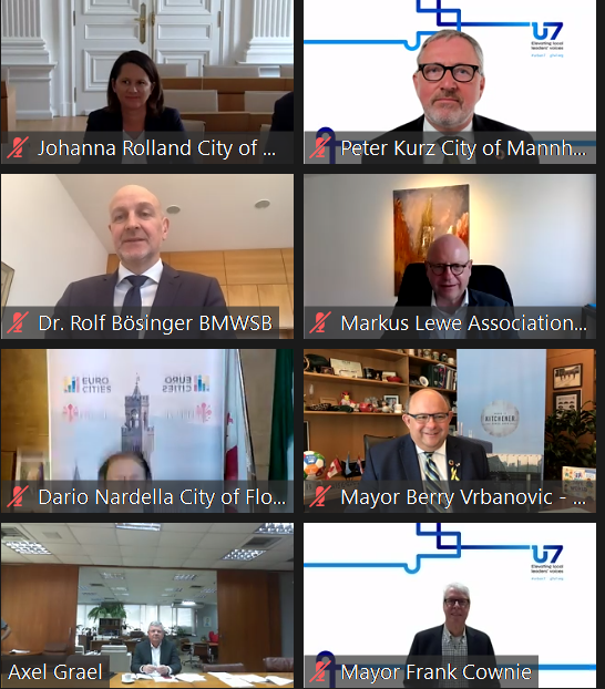 GlobalTaskforce's tweet photo. Local and regional government associations and networks come together at the #U7 Summit to call on the importance of decentralized cooperation and adequate financing to ensure peace and a recovery that is sustainable and equal

#Listen2Cities https://t.co/9OyWmtufsP