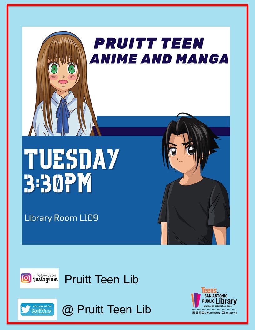 Teens join us today for ⁦<a href="/PruittTeenLib/">Pruitt&TRHS Library</a>⁩ manga