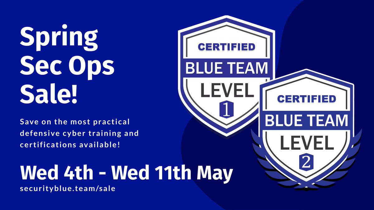 🌻Our Spring Sale is Here For 7 Days!🌻
Save 12.5% on our Junior Security Operations Certification BTL1, and 10% on our Advanced Security Operations Certification BTL2! Find all the details you need ➡️ bit.ly/SBT-Spring-Sale

[#BTL1 #BTL2 #SecOps #BlueTeam #SOC #DFIR #Training]