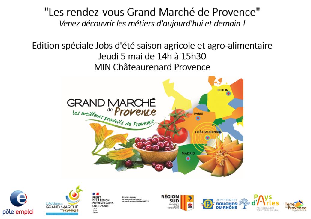 📢 #JEUDI DE L'#EMPLOI 💥 J-2 !! 
@pole_emploi #Châteaurenard
 ▶ Vous souhaitez trouver un emploi saisonnier ? 
📅 Rendez-vous jeudi 05 mai 2022 👉14h00 à 15h30 au <a href="/MINChateau13160/">MIN Châteaurenard-Provence</a> #Châteaurenard
#TousMobilises <a href="/BERTRAND66NL/">Gilles BERTRAND</a> @CharleneDck <a href="/LMercier2b/">Laurent Mercier</a> <a href="/JeremieBecciu/">Jérémie BECCIU</a> <a href="/GMdeProvence/">Grand Marché de Provence</a>