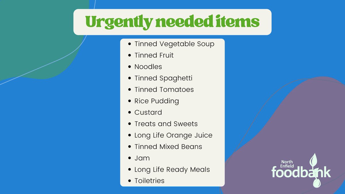FoodbankEnfield's tweet photo. Here is our most needed items list for May. We want to thank everyone for their ongoing support.
#may #Neededitems #Donations #Enfield #trusselltrust https://t.co/7HiWnfc8VB