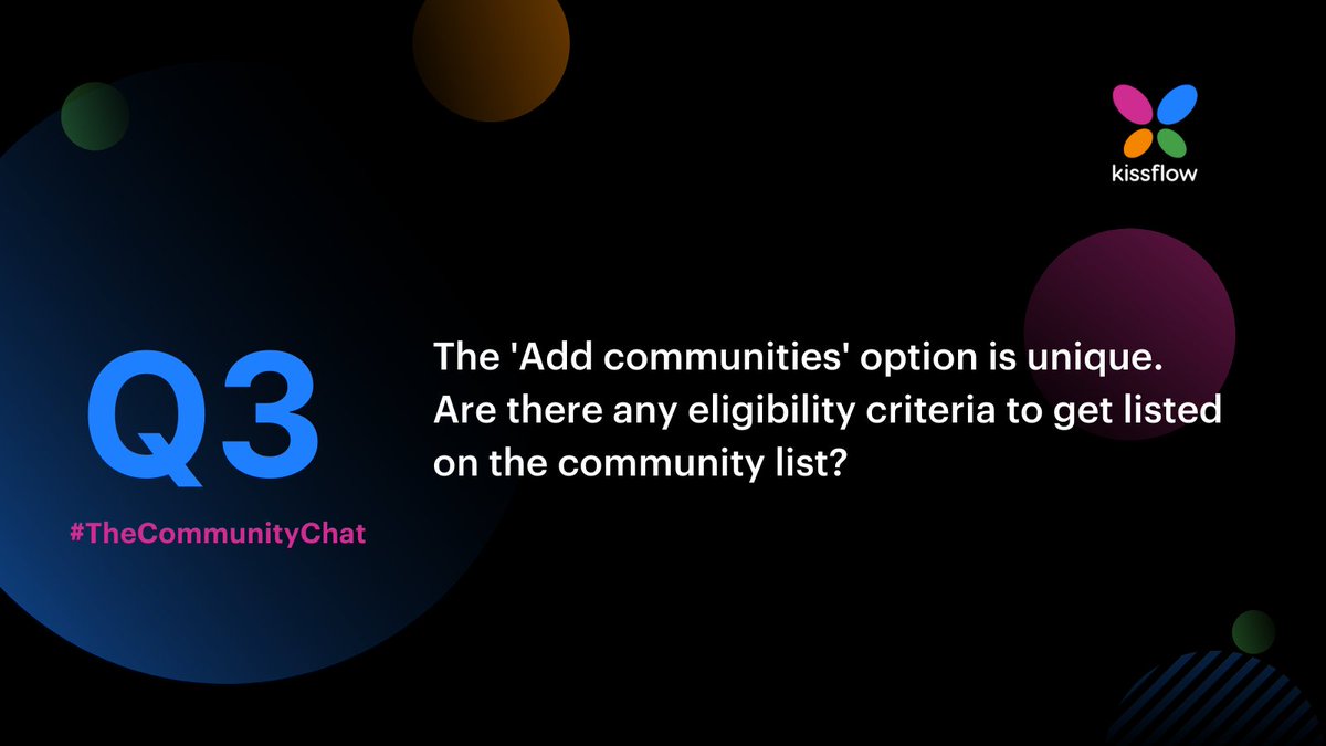 KFCommunitySW's tweet photo. Here you go Q3: The 'Add communities' option is unique. Are there any eligibility criteria to get listed on the community list? @AngusRogers7
#TheCommunityChat #KCP #community #onlinecommunities #TuesdayChat #TwitterChat #livenow #SaaScommunity #coders #livenow https://t.co/9P7tLNkhKg