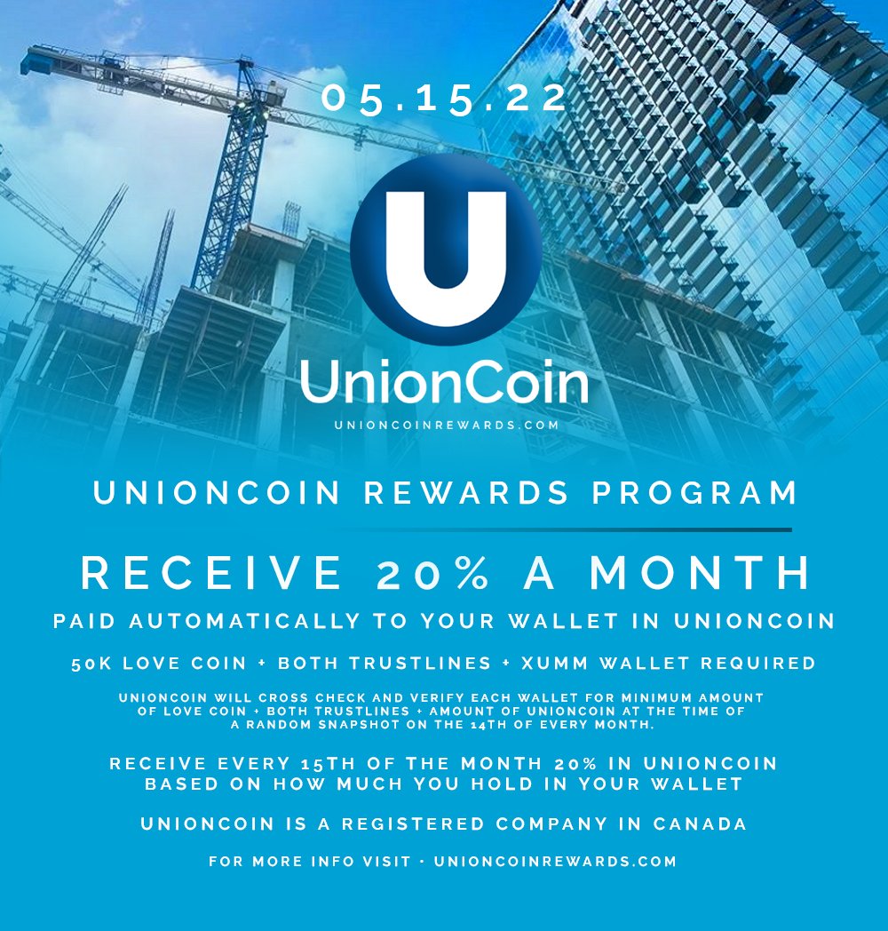 05.15.22 Staking Rewards Program Begins! 🌐
UnionCoinRewards.com 🌐