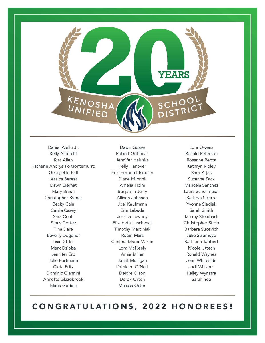 Congratulations on 15 and 20 years of service to our KUSD staff. Thank you for all you do! 
#kusdproud #bulldogproud