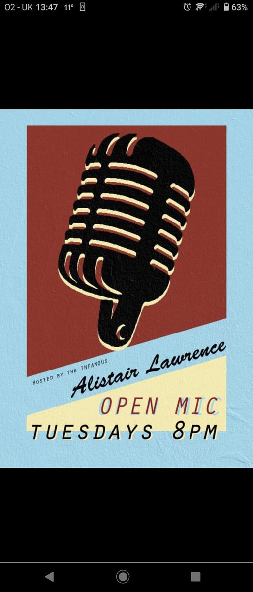 It's Open Mic night tonight with Ali from 8pm.